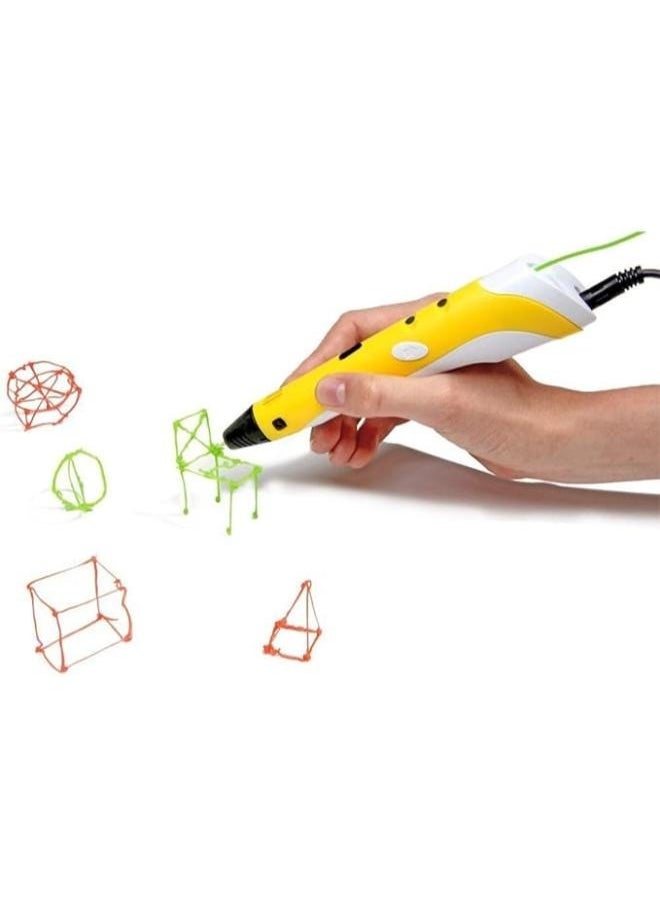 Executive LLC - 3D Printing Pen With Adjustable Speed And Temperature For Kids Use For Creativity and 3D Design (USB Plug) Yellow - Image 1