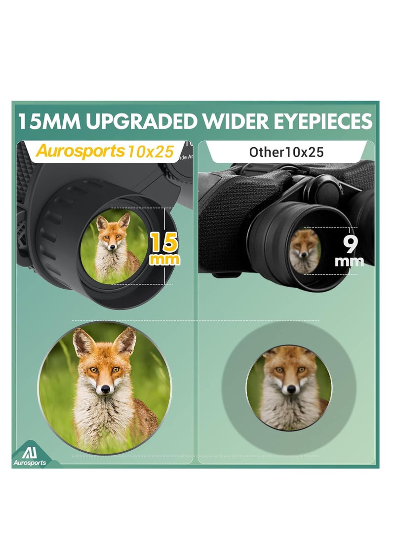 Aurosports Aurosports 10x25 Binoculars for Adults and Kids, Large View Compact Binoculars with Low Light Vision, Easy Focus Small Binoculars for Bird Watching Outdoor Travel Sightseeing Concert Hunting Hiking  - Image 2