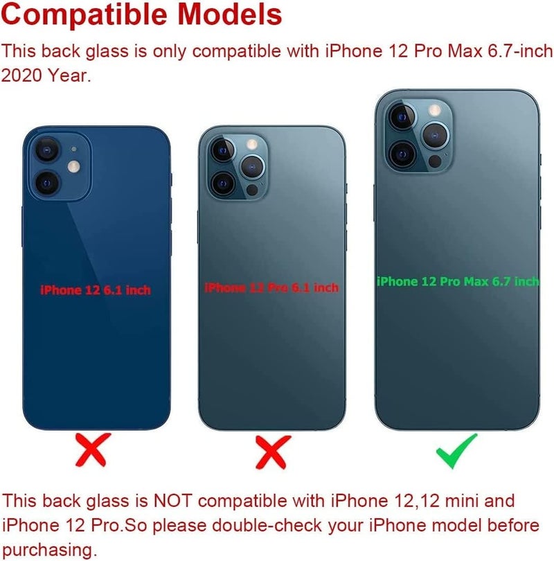 ABUSVEX Original Back Glass Replacement for iPhone 12 Pro Max All Carriers with Pre-Installed Adhesive and Repair Tool Kits (Sierra Blue) - Image 3