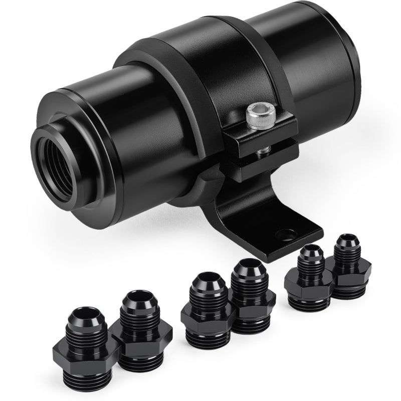 EVIL ENERGY Inline Fuel Filter 10 Micron with 6AN 8AN 10AN AdapterBracket Clamp 50MM Universal
