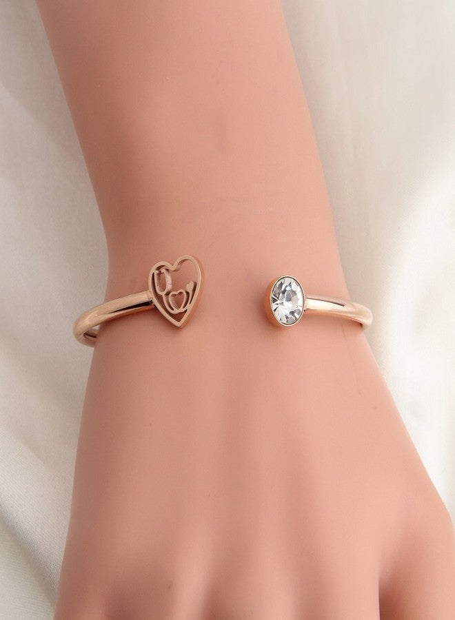 WUSUANED Dainty Heartbeat Stethoscope Cuff Bracelet Nursing Jewelry Nurses Week Gifts For Women - Image 5