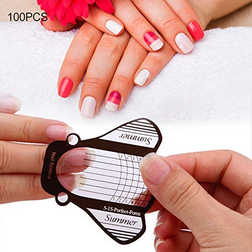 Rotekt 100pcs Nail Art Tips Extension, Nail Art Transfer Sticker Form Sticker Manicure Design Decoration Accessary for Acrylic Gel DIY Manicure Tools - Image 4