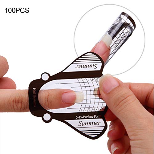 Rotekt 100pcs Nail Art Tips Extension, Nail Art Transfer Sticker Form Sticker Manicure Design Decoration Accessary for Acrylic Gel DIY Manicure Tools - Image 3