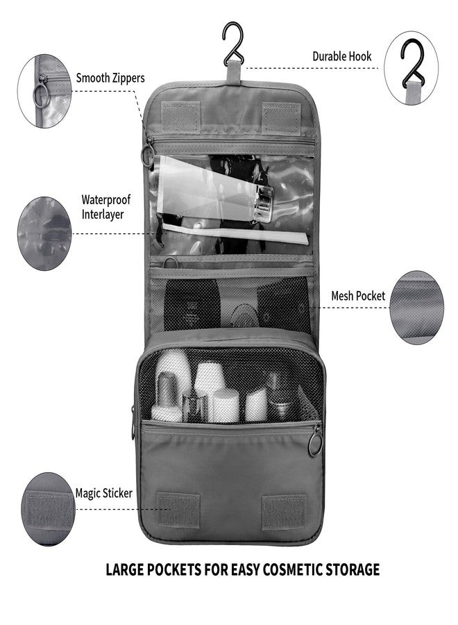 Lcsmaokin Large Capacity Toiletry Bag Travel Bag with Hanging Hook for Men and Women Waterproof Travel Cosmetic Bag Bathroom Storage Bag for Brushes Set, Full-Sized Shampoo, Toiletries, Accessories, - Image 3
