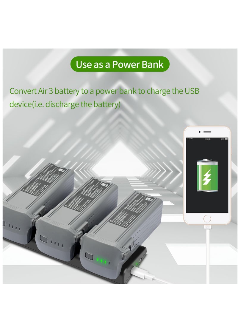 KASTWAVE - 3-Ports Intelligent Battery Charger for DJI Air 3 Drone, Portable Quick Charging Hub with Storage and Discharging Mode Compatible with DJI Air 3 RC Quadcopter - Image 1