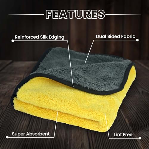 Autofy 500GSM - 40cm x 60cm - [Pack of 3] - Microfiber Cloth Double Sided Microfiber Cloth for Car Lint Free Super Soft Plush Car Cleaning Cloth Sueded Edges for Scratch Free Car & Bike Cleaning - Image 2