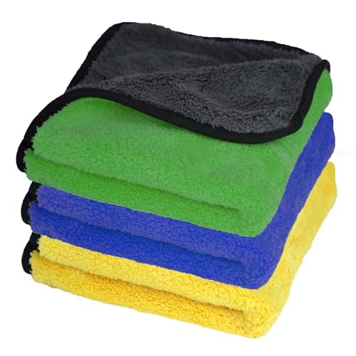 Autofy 500GSM - 40cm x 60cm - [Pack of 3] - Microfiber Cloth Double Sided Microfiber Cloth for Car Lint Free Super Soft Plush Car Cleaning Cloth Sueded Edges for Scratch Free Car & Bike Cleaning - Image 1
