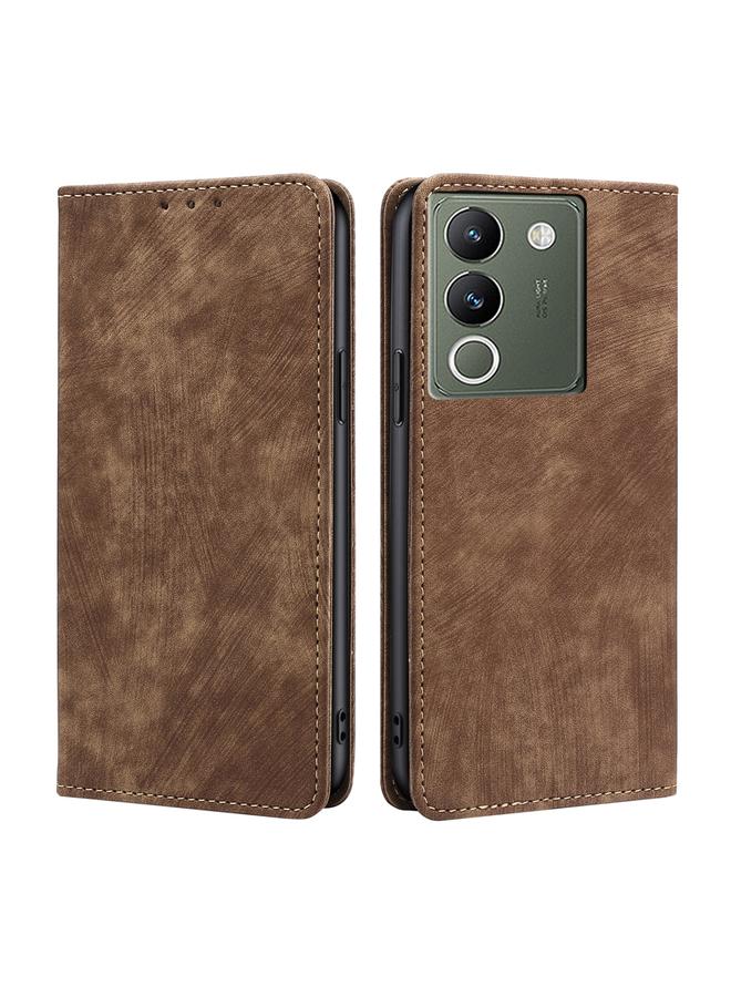 erorex Case For vivo V29e 5G RFID Anti-theft Brush Magnetic Leather Phone Case - Image 1