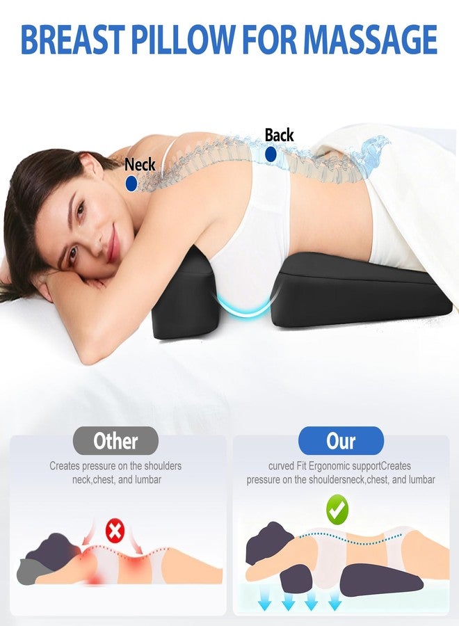 KONOVOLY Leather Breast Pillow for Sleeping, Bolster T-Wedge Cushion Massage for Bust Sizes(AA-D), Comfort Bolster Wedge, Chest Massage Table Prone Pillow for SPA (Black) - Image 2