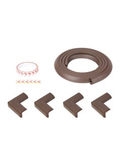 Safe-O-Kid (Set Of 5) Baby Proofing Combo Of L Shaped 2 Mtr Medium Edge Guard With 4 Corner Protectors For Sharp Edges For Babiesd. Brown  - Image 1