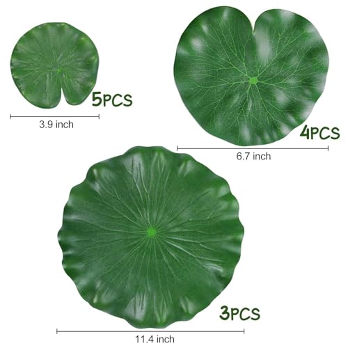 ZAUGONTW 12 Pieces Realistic Lily Pads Leaves, Artificial Floating Foam Lotus Leaves, Water Lily Pads Artificial Foliage Pond Decor for Pond Pool Aquarium Decoration - Image 2