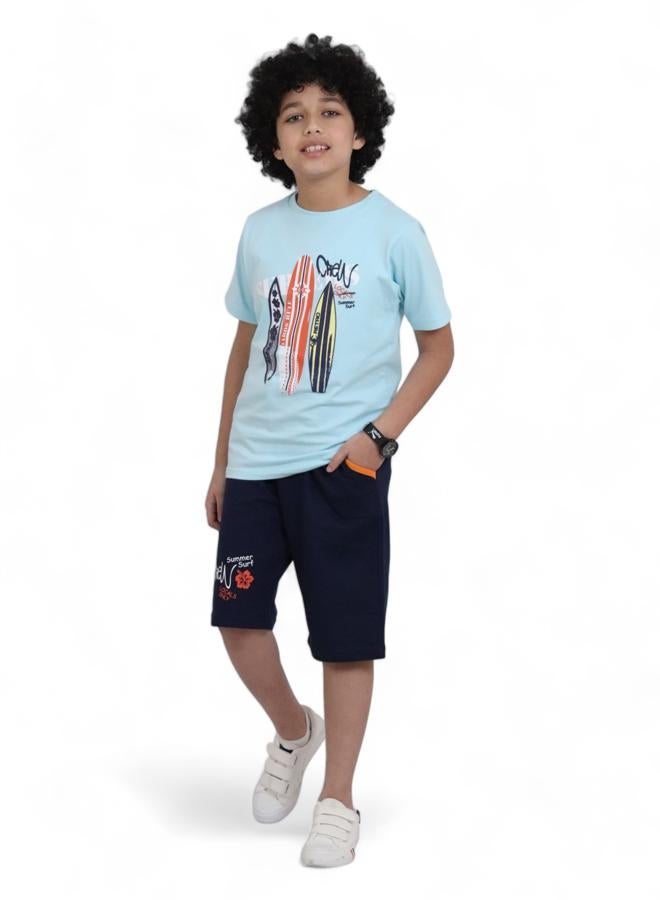 تشويس بيجامة قطنية راقية للأولاد (14 عامًا) - سلسلة صيف 2024 - صفات مرنة وألوان زاهية لطقم أنيق ومريح, احصل عليه الآن من 🌈 تشويس - Image 1