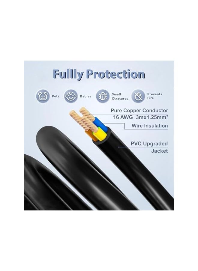 PROMASS promass Extension Lead,1 Way Extension Cord 5 M Long Extension Cable UK 3 Pin Plugs, Surge Protected Tough and Fireproof Single Power Extension Socket for Home, Office Garden & Warehouse (Black 1W5M)  - Image 3