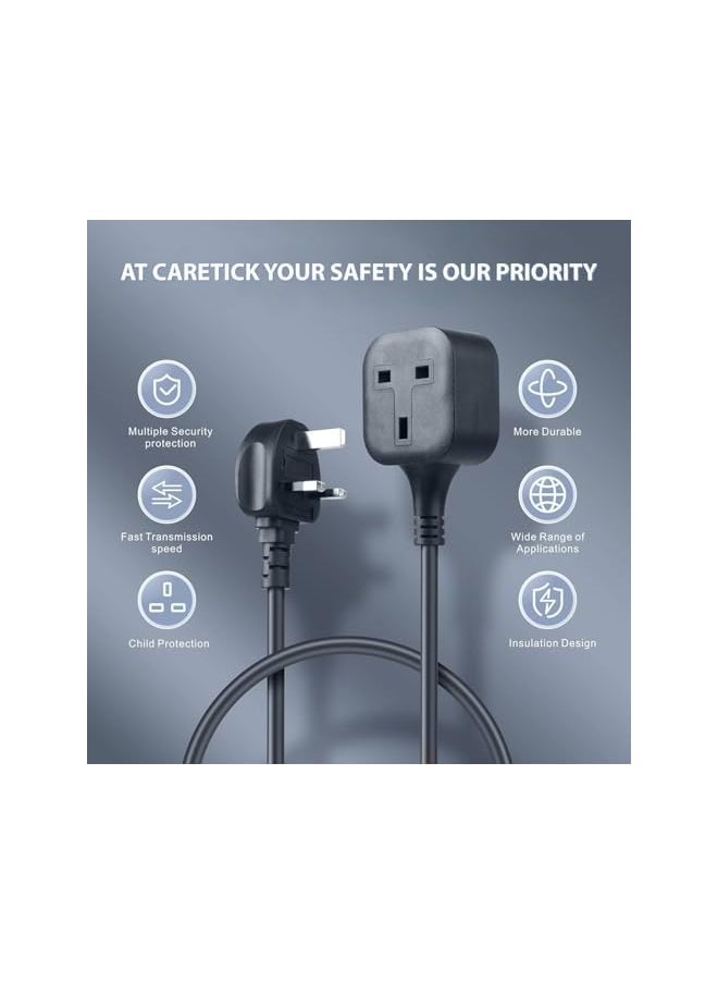 PROMASS promass Extension Lead,1 Way Extension Cord 5 M Long Extension Cable UK 3 Pin Plugs, Surge Protected Tough and Fireproof Single Power Extension Socket for Home, Office Garden & Warehouse (Black 1W5M)  - Image 2