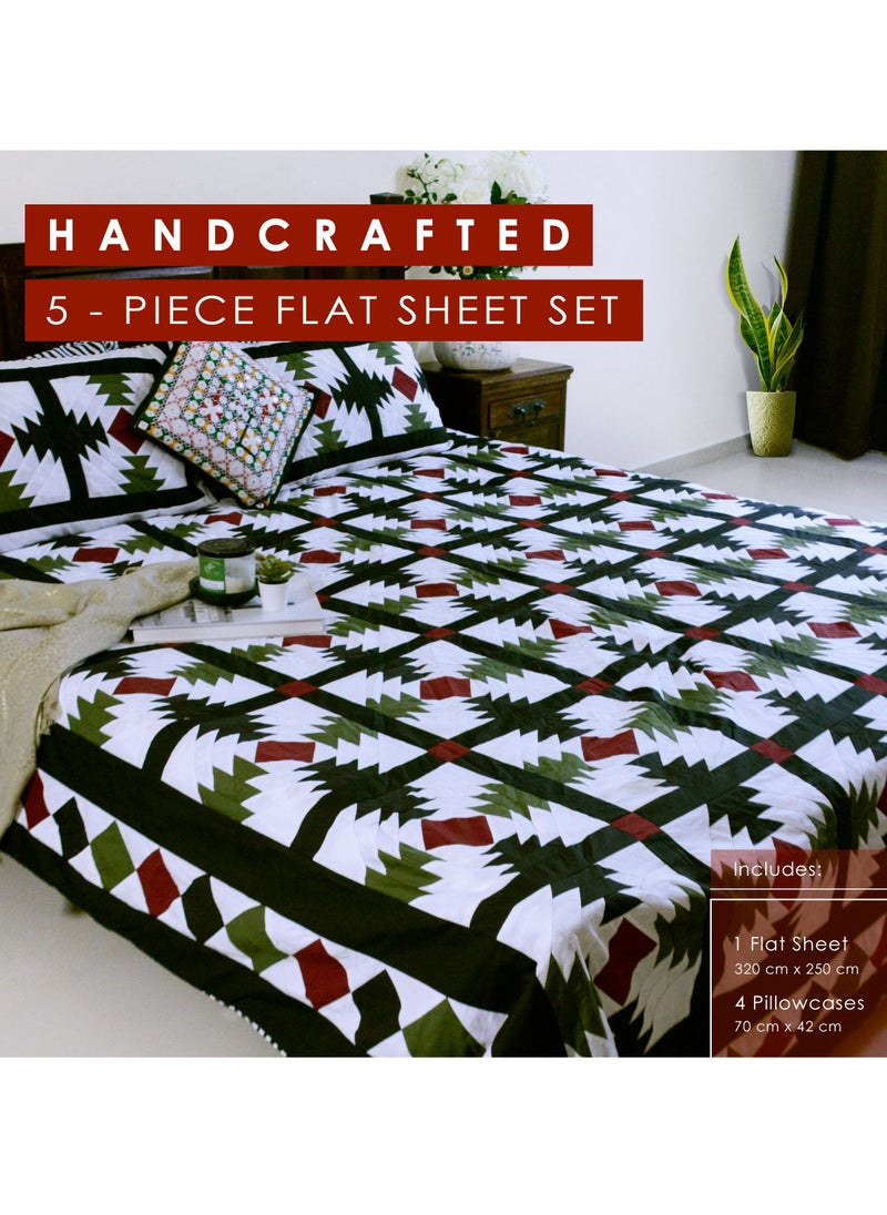 TARZ - Luxuriate in a Restful Slumber with our Exquisite Handcrafted Rallie Bed Sheet Set - Includes 4 Expertly Stitched Pillow Cases - Unparalleled Softness and Comfort - Generously Sized at 320 x 250 cm. - Image 1