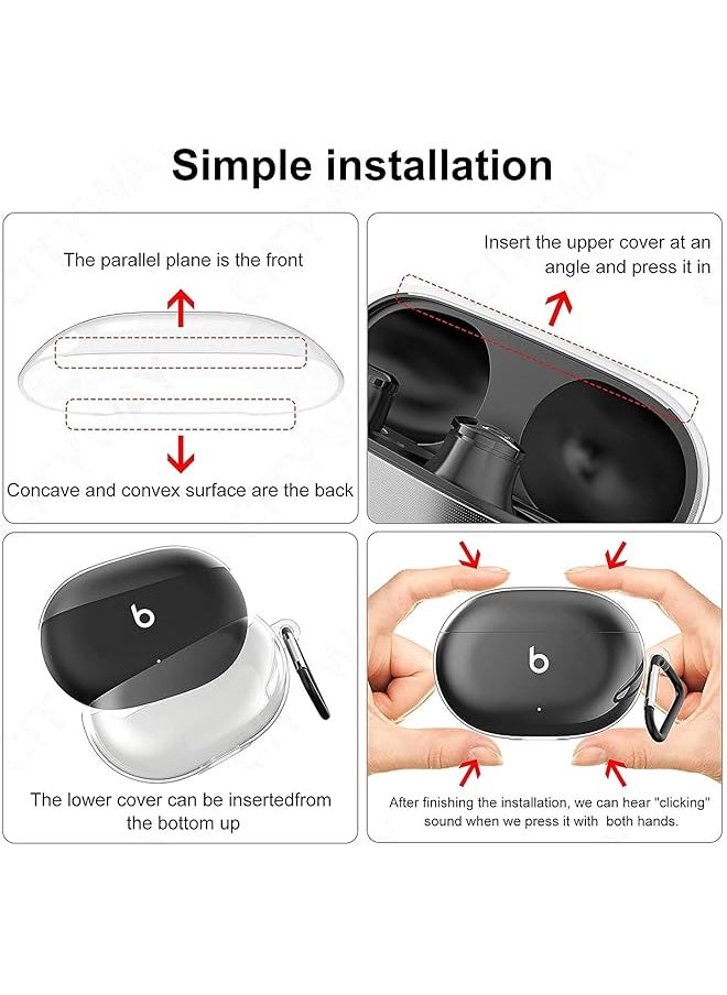 erorex - Compatible With Beats Studio Buds Case Full Body Tpu Protective Case Cover Soft Silicone Shockproof Cover With Keychain Anti Lost For Beats Studio Buds Clear - Image 1
