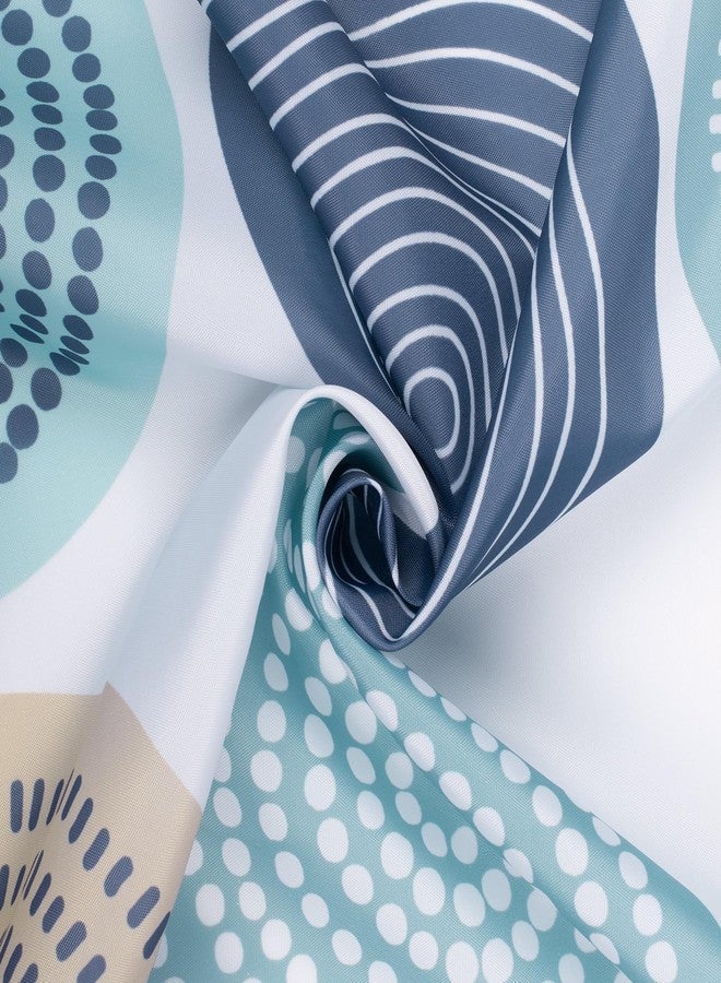 Sunlit Abstract Tree Rings Woody Artistic Fabric Shower Curtain. Nature Pale Blue Teal Beige Light Brown - Image 5