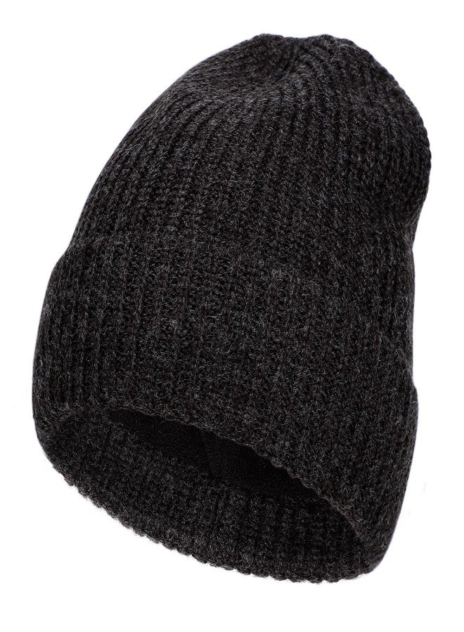Ztl M/L/XL/XXL Merino Wool Beanie for Men & Women, Oversize Fleece Lined Warm Winter Double Layered Stylish Knit Cuffed Ski Hat(Black Grey Mix,XXL) - Image 1