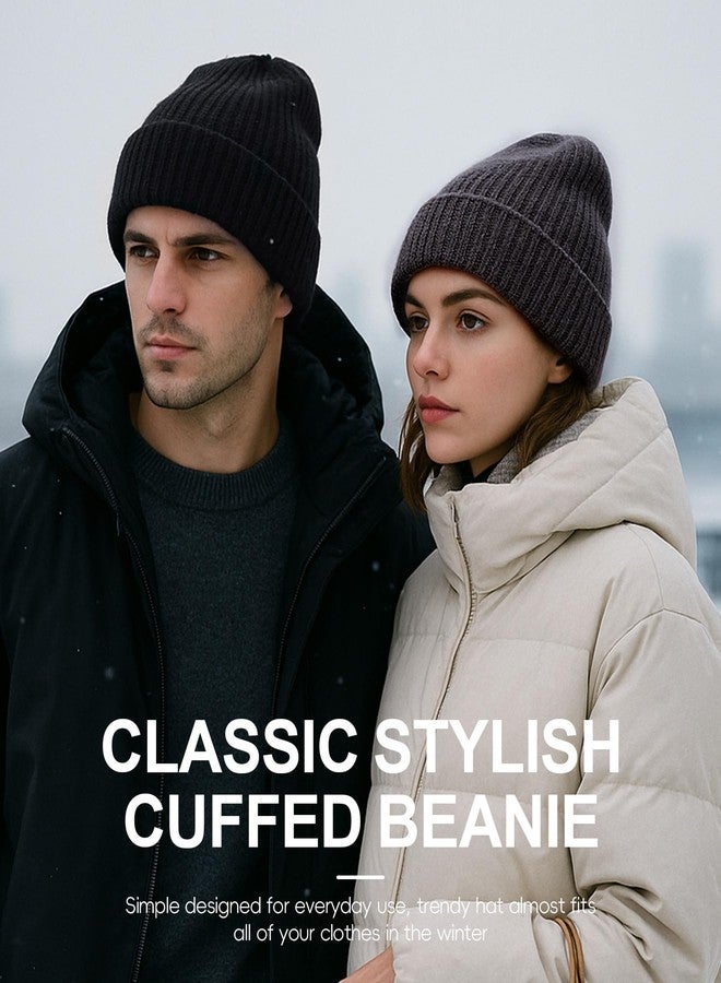 Ztl M/L/XL/XXL Merino Wool Beanie for Men & Women, Oversize Fleece Lined Warm Winter Double Layered Stylish Knit Cuffed Ski Hat(Black Grey Mix,XXL) - Image 5