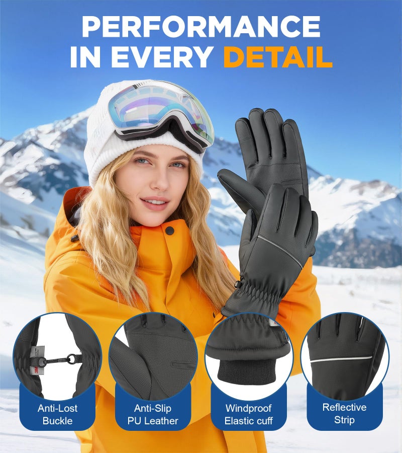 UMEWARM Winter Gloves Men Women Made with 3M Insulation, -20â„‰ GEANI-TEX Waterproof & Windproof Gloves for Cold Weather, Thermal Snow Ski Gloves with Extended Cuffs & Touchscreen Fingers - Image 5