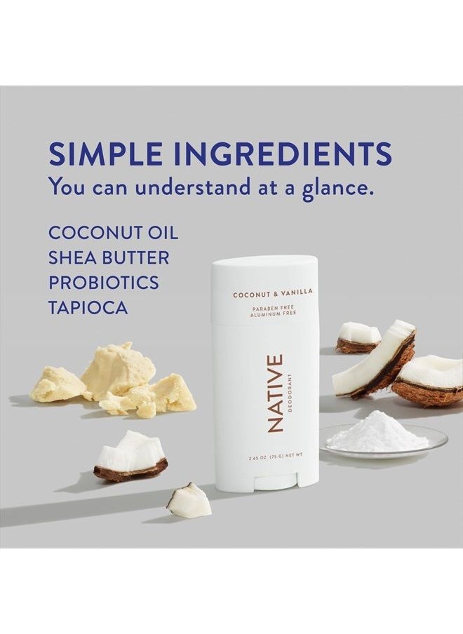 native Deodorant | Natural Deodorant for Women and Men, Aluminum Free with Baking Soda, Probiotics, Coconut Oil and Shea Butter | Coconut & Vanilla - Pack of 3  - Image 2