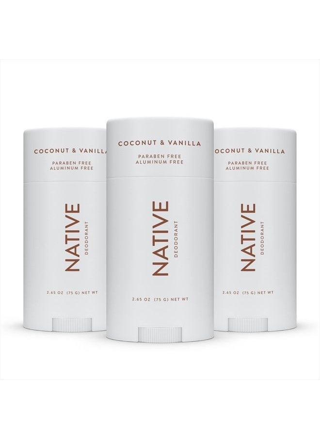 native Deodorant | Natural Deodorant for Women and Men, Aluminum Free with Baking Soda, Probiotics, Coconut Oil and Shea Butter | Coconut & Vanilla - Pack of 3  - Image 1