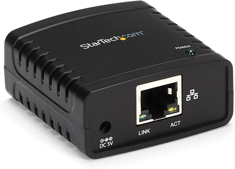 StarTech .com خادم طباعة الشبكة Ethernet إلى USB 2.0 بسرعة 10/100Mbps - ويندوز 10 - LPR - محول طباعة LAN USB (PM1115U2) - Image 1