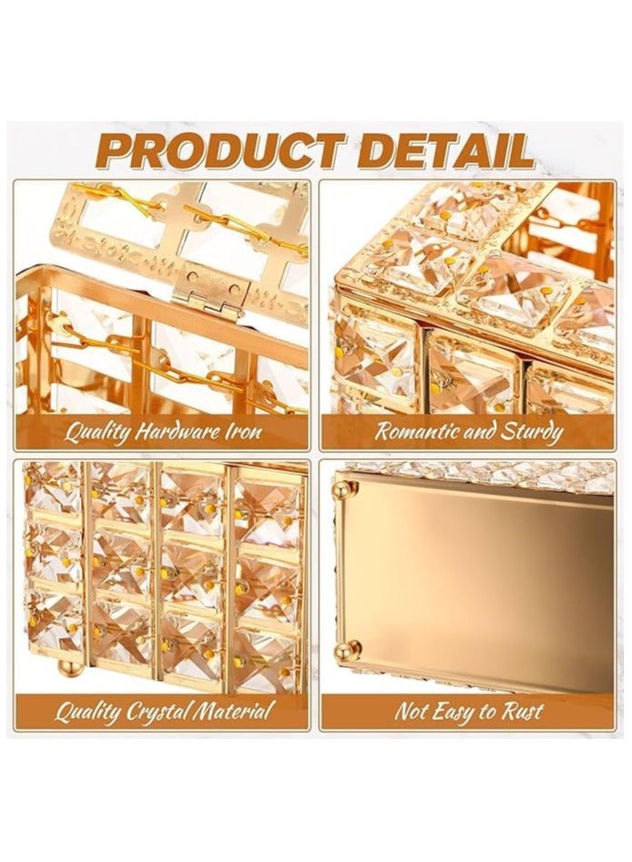 سلة كريستال مع علبة مناديل كريستال رائعة - مجموعة ديكورات منزلية فاخرة - Image 2