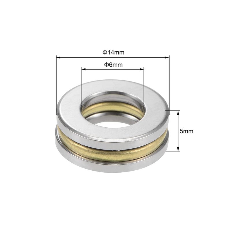 uxcell F6-14M Thrust Ball Bearings 6mm x 14mm x 5mm Chrome Steel Single Direction 10pcs - Image 3