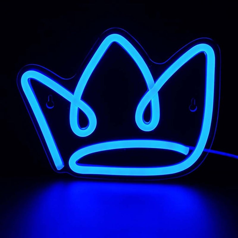 Horoof Home Crown LED Neon Light - 20x15cm Blue Acrylic Mini Wall Decor for Kids Room, Nursery, and Parties - Image 1
