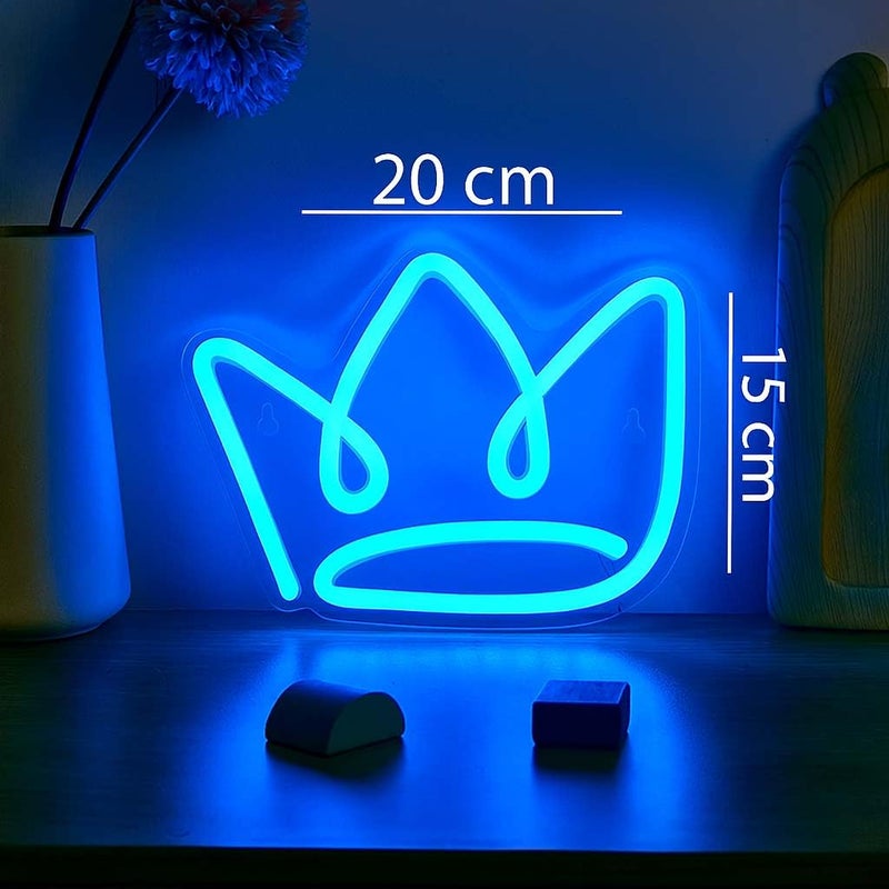 Horoof Home Crown LED Neon Light - 20x15cm Blue Acrylic Mini Wall Decor for Kids Room, Nursery, and Parties - Image 3