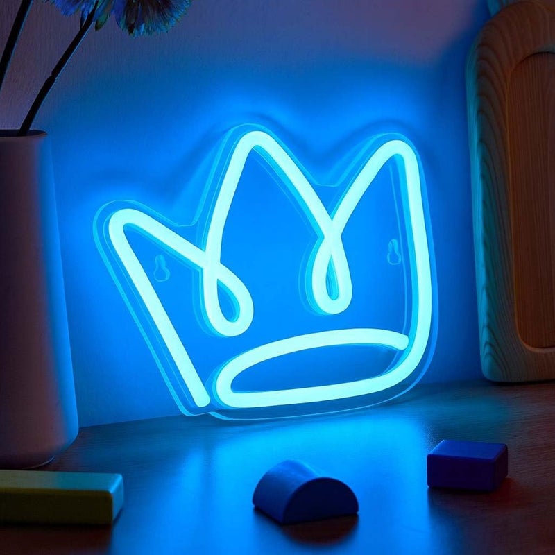 Horoof Home Crown LED Neon Light - 20x15cm Blue Acrylic Mini Wall Decor for Kids Room, Nursery, and Parties - Image 2