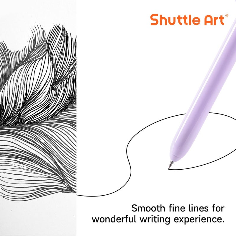 Shuttle Art Retractable Pastel Gel Ink Pens, 11 Pack Black Ink Pens, Cute Pens 0.5mm Fine Point for Writing Journaling Taking Notes School Office Home - Image 3
