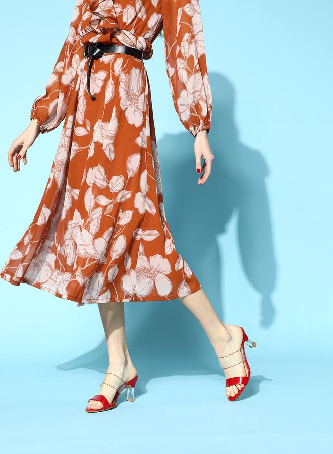 SASSAFRAS All Over Floral Print Midi Skirt with Belt by Styli - Image 3