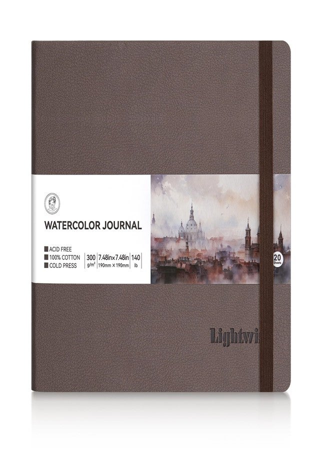 Lightwish Square Watercolor Journal, 100% Cotton Cold Press Watercolor Paper Sketchbook 7.48”x 7.48”, 20 Sheets (140lb/300gsm), Acid-Free for Watercolors, Gouache, Acrylics - Image 1