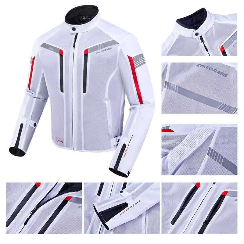 Zyxformis Motorcycle Jacket for Men, CE Armored Mesh Motorbike Jacket for Summer, Breathable Protective Gear for Motorcycling - Image 4