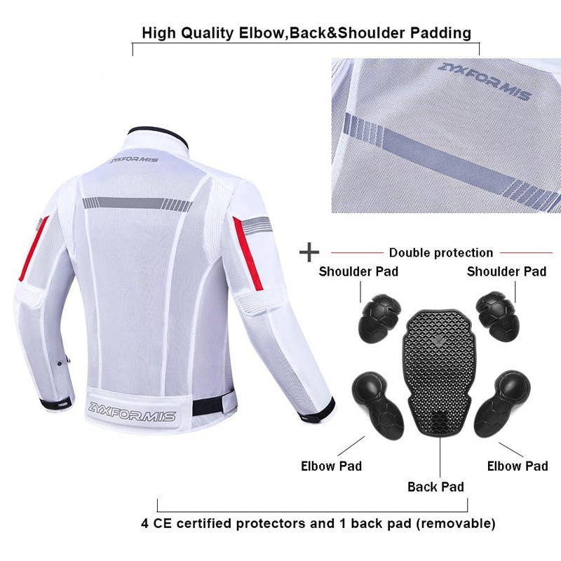 Zyxformis Motorcycle Jacket for Men, CE Armored Mesh Motorbike Jacket for Summer, Breathable Protective Gear for Motorcycling - Image 5