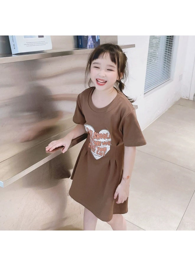 general Mom and Me Matching Outfits - Brown Heart Print T-Shirt Dress Set, Casual Summer Family Matching Dresses for Mother and Daughter - Image 5