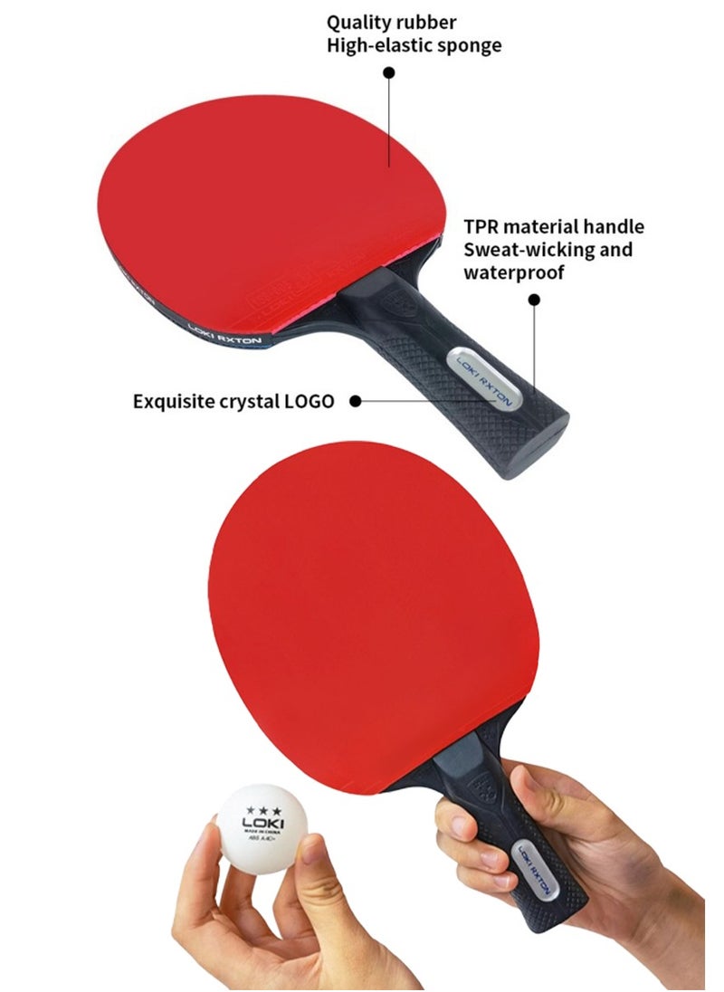 Professional Ping Pong Paddles Set, Premium Table Tennis Rackets And High Quality 3 Star Balls And Retractable Net With Posts And Storage Bag, Perfect Table Tennis Racket Set For 2 Players By LOKI