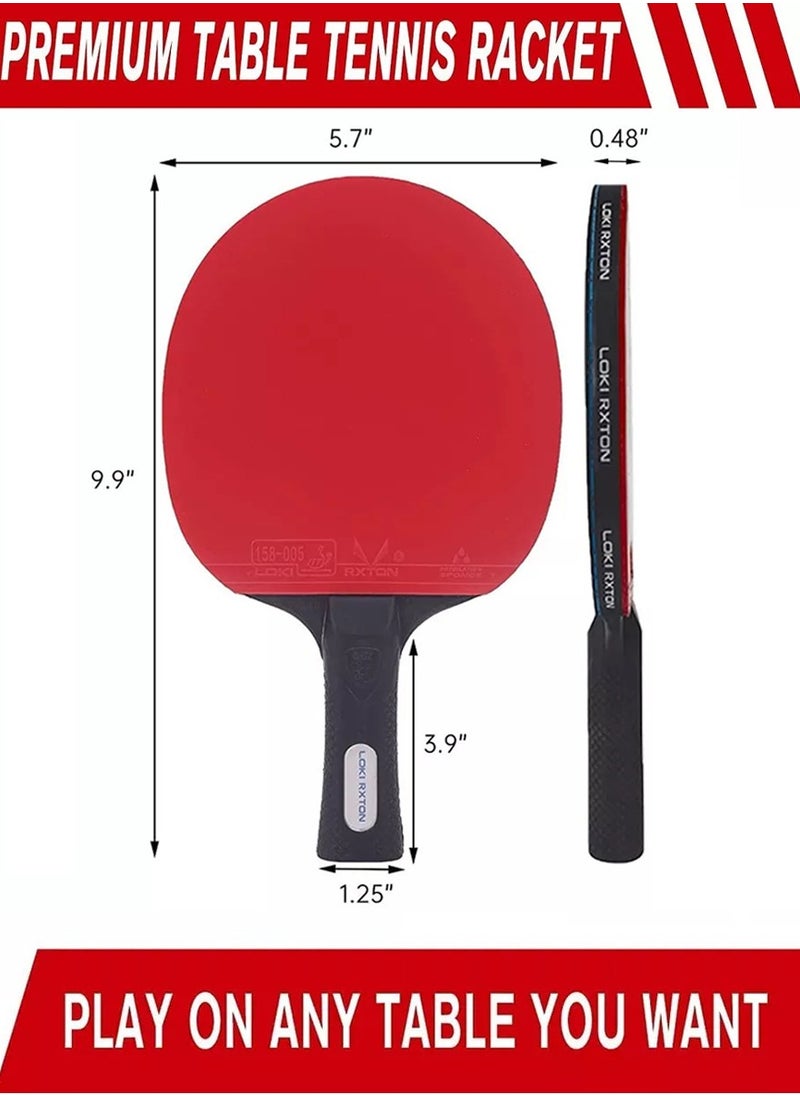 Professional Ping Pong Paddles Set, Premium Table Tennis Rackets And High Quality 3 Star Balls And Retractable Net With Posts And Storage Bag, Perfect Table Tennis Racket Set For 2 Players By LOKI