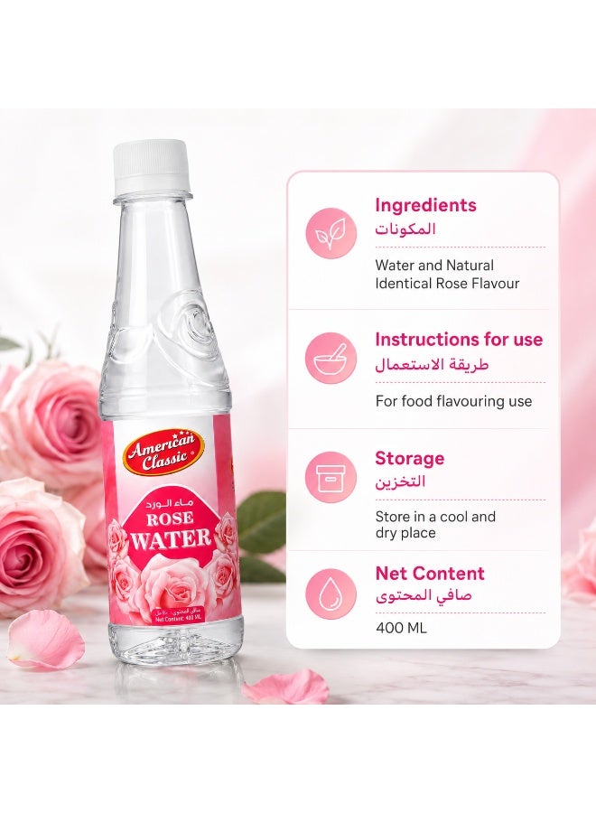 American Classic Rose Water 400ml, Food Flavouring for Desserts, Sweets, Baking, Drinks, Arabic & Indian Recipes, Skin care - Image 3