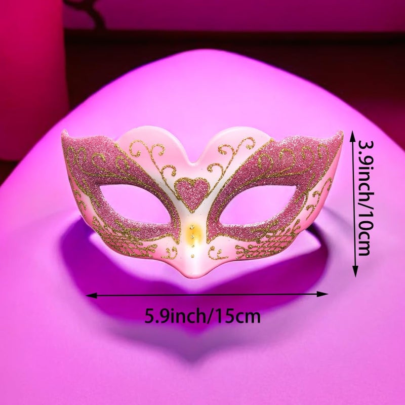 BLUE GARLIC Pink Masquerade Mask, Halloween Mardi Gras Carnival Mask for Party Girls Night Out Party Games Toys (Pink) - Image 2