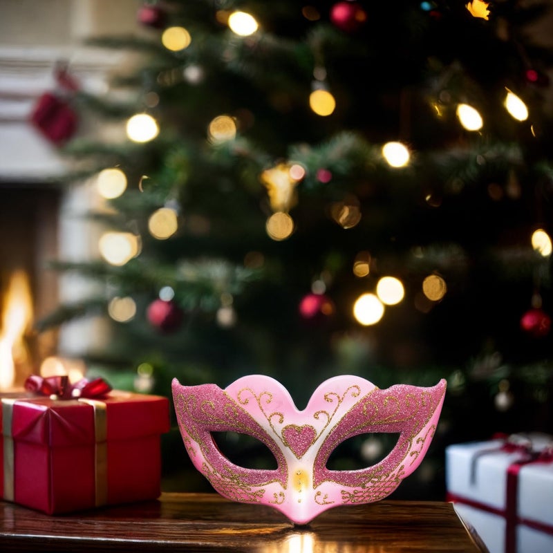BLUE GARLIC Pink Masquerade Mask, Halloween Mardi Gras Carnival Mask for Party Girls Night Out Party Games Toys (Pink) - Image 3