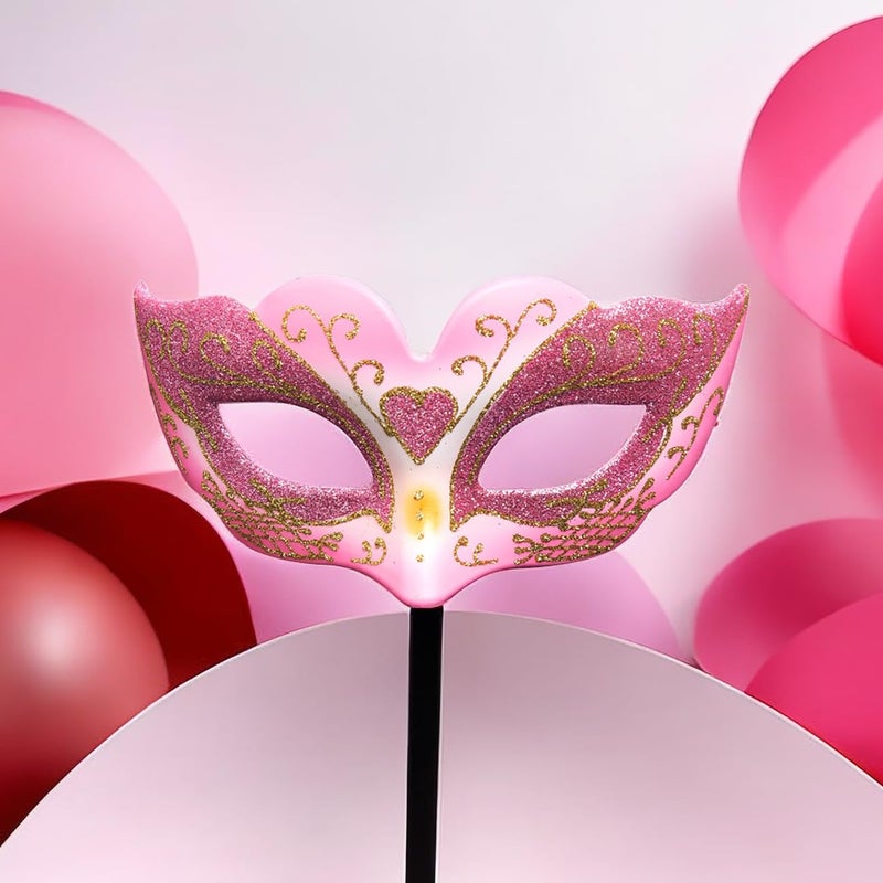 BLUE GARLIC Pink Masquerade Mask, Halloween Mardi Gras Carnival Mask for Party Girls Night Out Party Games Toys (Pink) - Image 4