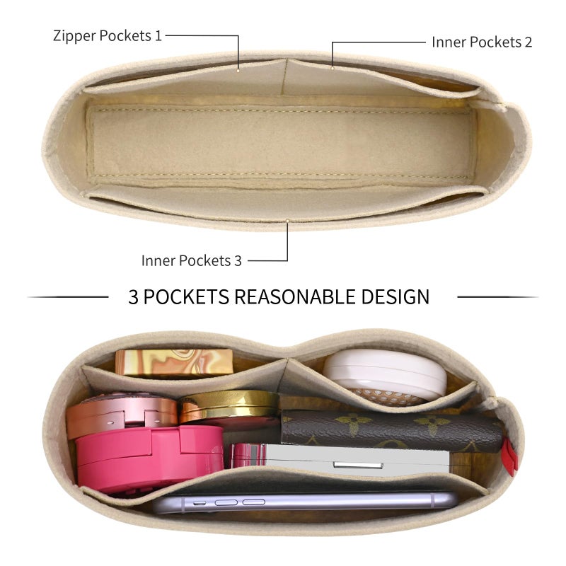 LOUKAYCCI Felt Insert Purse Organizer Fit GG Marmont Matelasse Shoulder Bag, Organizer Handbag Tote Liner Pouch for Women Small Shoulder Bag (Super Mini, Beige) - Image 5
