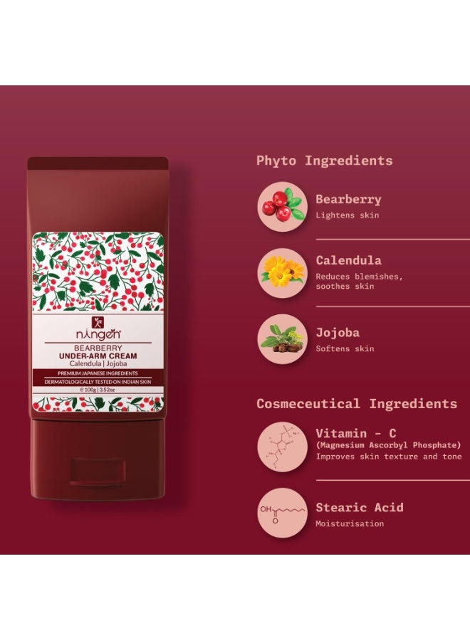 ningen Bearberry Underarm Cream I Added Calendula and Jojoba Extracts I Dermatologically Tested, Paraben Free I 100g - Image 2