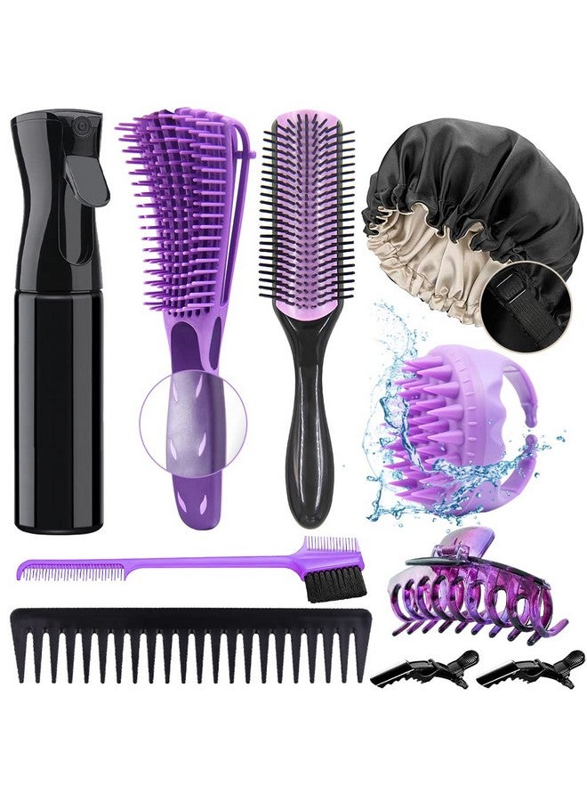 Aozzy 10Pcs Detangling Brush For Black Natural Hair Curly Hair Set With Sleep Bonnet Afro America/African 3A To 4C Texture Easier And Faster On Wash Days - Image 2