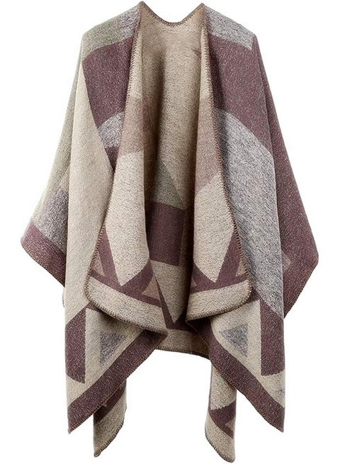 Womens Reversible Oversized Poncho Cape Warm Shawl Wrap Open Front Printed Blanket Cardigans