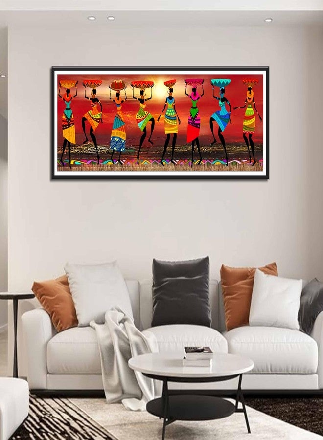 NBYARTQ فن الجدران الأمريكي الأفريقي لوحات قماشية لنساء سوداوات مطبوعات كبيرة فن الرقص القبلي فتاة سوداء ديكور جدران تجريدي صور لغرفة المعيشة غرفة النوم الحمام مكتب ديكور غير مؤطر - Image 3