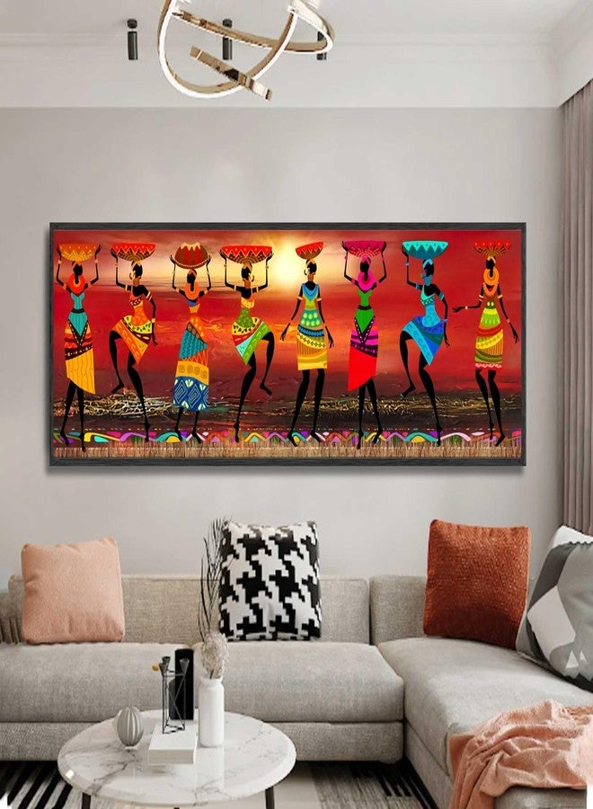 NBYARTQ فن الجدران الأمريكي الأفريقي لوحات قماشية لنساء سوداوات مطبوعات كبيرة فن الرقص القبلي فتاة سوداء ديكور جدران تجريدي صور لغرفة المعيشة غرفة النوم الحمام مكتب ديكور غير مؤطر - Image 5